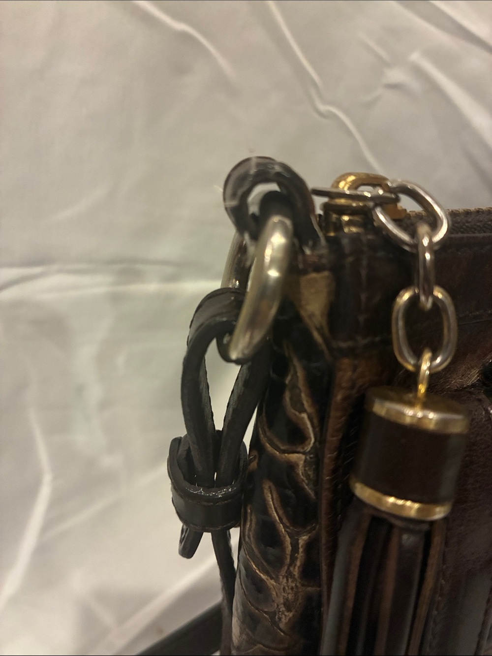 Brahmin Mimosa Espresso Fresco Embossed Leather Crossbody (ABBA) - Picture 5 of 16